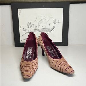 Salvatore Ferragamo Collection-Plum&Tan Suede 2” Heels  Women’s Size 7.5 B